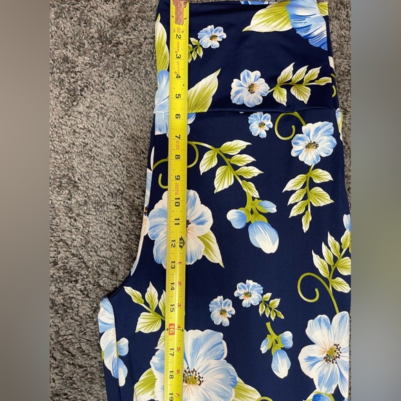 White Mark Navy blue floral high waist wide leg stretch palazzo pants size 2XL - Picture 8 of 13